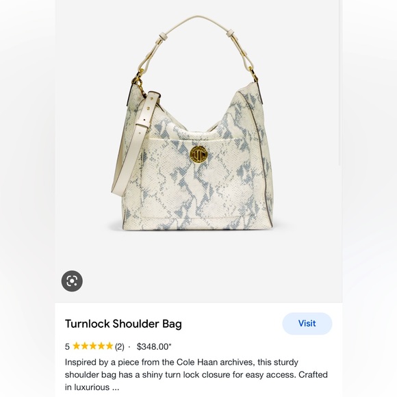 𝐂𝐎𝐋𝐄 𝐇𝐀𝐀𝐍 Leather Turnlock Snake Bag Off-White Bone Gray GORGEOUS! - Picture 2 of 16